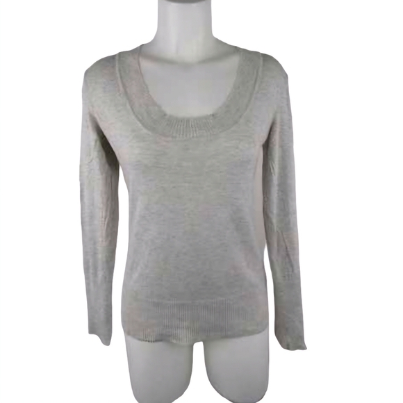 Attention Light Gray Scoop Neck Sweater - Picture 1 of 8